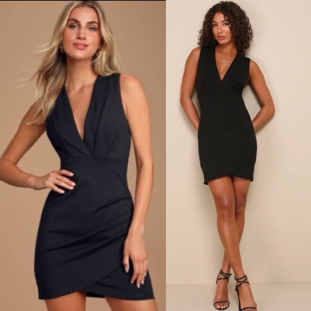 Lulu’s Cocktail Hour Black Sleeveless Tulip Mini Dress
